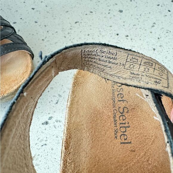 Josef Seibel Women's Ruth Black Leather Cut Out Open Toe Comfy Sandals Size 40 - Picture 6 of 12